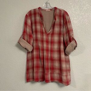 CP Shades Red Plaid Blouse